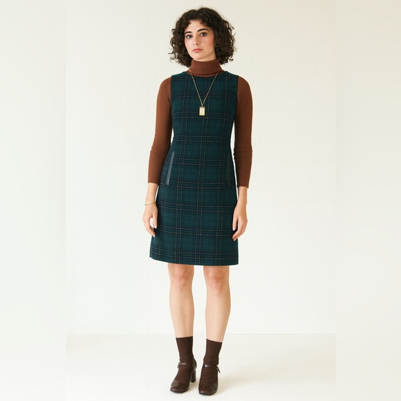 Rare Vintage 1950s–60s Pendleton Wool Green Plaid Jumper Dress Collector’s Piece - Picture 4 of 12